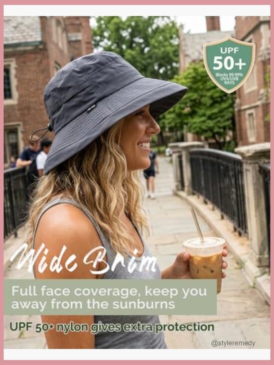 UPF 50+ Wide Brim Packable Waterproof Bucket Sun Hat for Hiking Outdoor Travel main image 6